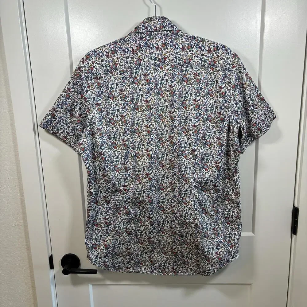 Men’s Robert Graham Short Sleeve Button Down Tailored Fit Size Large Colorful - Picture 4 of 7